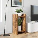 vidaXL Stojan na rastliny s poličkou 2 pcs Staré drevo 30 x 30 x 60 cm – Obrázok 4