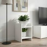 vidaXL Stojan na rastliny s poličkou 2 pcs Biely 30 x 30 x 40 cm