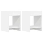 vidaXL Stojan na rastliny s poličkou 2 pcs Biely 30 x 30 x 40 cm – Obrázok 2
