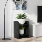vidaXL Stojan na rastliny s poličkou Čierny Dub 30 x 30 x 40 cm – Obrázok 4