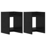 vidaXL Stojan na rastliny s poličkou 2 pcs Čierny Dub 30 x 30 x 40 cm – Obrázok 2