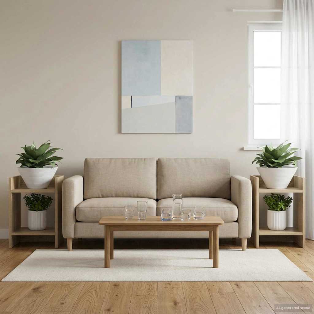 899615_1.jpg vidaXL Stojan na rastliny s poličkou 2 pcs Sonoma dub 30 x 30 x 40 cm – Obrázok 1