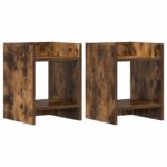 vidaXL Stojan na rastliny s poličkou 2 pcs Údený Dub 30 x 30 x 40 cm – Obrázok 2