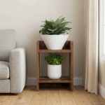 vidaXL Stojan na rastliny s poličkou Staré drevo 30 x 30 x 40 cm – Obrázok 4