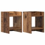vidaXL Stojan na rastliny s poličkou 2 pcs Staré drevo 30 x 30 x 40 cm – Obrázok 2