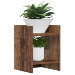 vidaXL Stojan na rastliny s poličkou 2 pcs Staré drevo 30 x 30 x 40 cm – Obrázok 3