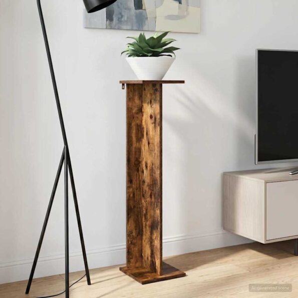 vidaXL Stojan na rastliny Údený Dub 25 x 25,5 x 100,5 cm – Obrázok 4