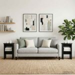 vidaXL Bočná skrinka 2 pcs Čierny Ø40 x 50 cm Konštruované drevo