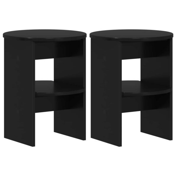 vidaXL Bočná skrinka 2 pcs Čierny Ø40 x 50 cm Konštruované drevo – Obrázok 2