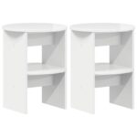 vidaXL Bočná skrinka 2 pcs Vysoký Lesklý Biely Ø40 x 50 cm – Obrázok 2