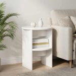 vidaXL Bočná skrinka 2 pcs Vysoký Lesklý Biely Ø40 x 50 cm – Obrázok 4