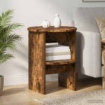 vidaXL Bočná skrinka 2 pcs Údený Dub Ø40 x 50 cm Konštruované drevo