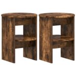 vidaXL Bočná skrinka 2 pcs Údený Dub Ø40 x 50 cm Konštruované drevo – Obrázok 2