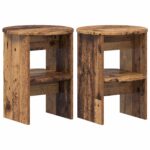 vidaXL Bočná skrinka 2 pcs Staré drevo Ø40 x 50 cm Konštruované drevo – Obrázok 2
