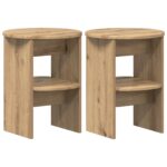 vidaXL Bočná skrinka 2 pcs Remeselný Dub Ø40 x 50 cm – Obrázok 2
