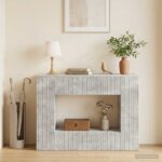vidaXL Konzolový stôl Pruhovaný Betónovo Sivá 101 x 29 x 74 cm – Obrázok 4