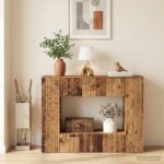vidaXL Konzolový stôl Staré drevo 101 x 29 x 74 cm Konštruované drevo – Obrázok 4
