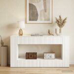 vidaXL Konzolový stôl Biely 155 x 29 x 74 cm Konštruované drevo – Obrázok 4