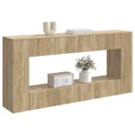 vidaXL Konzolový stôl Sonoma dub 155 x 29 x 74 cm Konštruované drevo – Obrázok 3