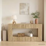 vidaXL Konzolový stôl Sonoma dub 155 x 29 x 74 cm Konštruované drevo – Obrázok 4