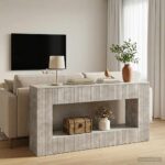 vidaXL Konzolový stôl Pruhovaný Betónovo Sivá 155 x 29 x 74 cm – Obrázok 4
