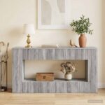 vidaXL Konzolový stôl Sivá Sonoma 155 x 29 x 74 cm Konštruované drevo – Obrázok 4
