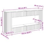 vidaXL Konzolový stôl Sivá Sonoma 155 x 29 x 74 cm Konštruované drevo – Obrázok 9