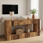 vidaXL Konzolový stôl Staré drevo 155 x 29 x 74 cm Konštruované drevo – Obrázok 4