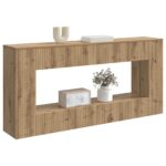 vidaXL Konzolový stôl Pruhovaný Remeselný Dub 155 x 29 x 74 cm – Obrázok 3