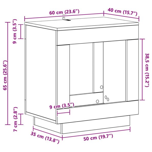 vidaXL Bočný stôl Dub artisan 60 x 40 x 65 cm Kompozitné drevo – Obrázok 10