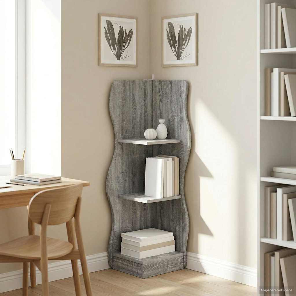 899942_1.jpg vidaXL Rohová polica Sivá sonoma 34 x 33 x 102 cm Kompozitné drevo – Obrázok 1