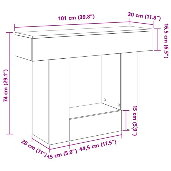 vidaXL Betónovo Sivá 101 x 30 x 74 cm – Obrázok 9