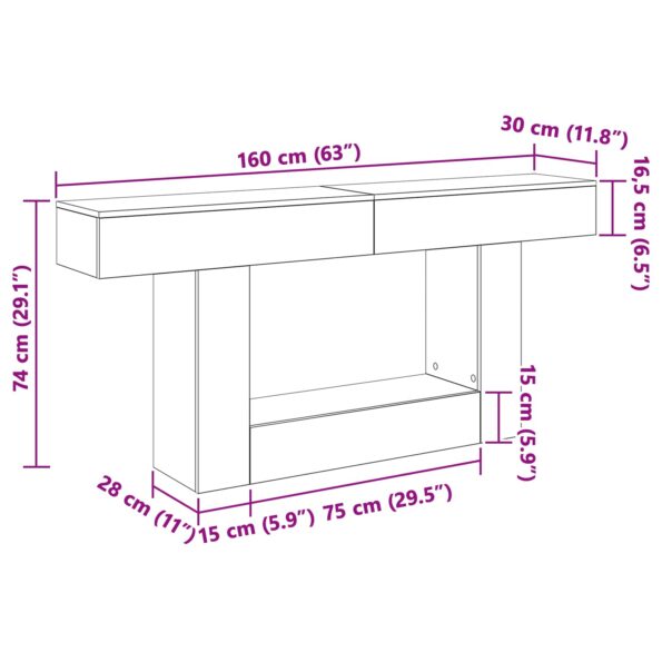 vidaXL Betónovo Sivá 160 x 30 x 74 cm – Obrázok 9