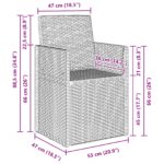 vidaXL Záhradné jedálenské stoličky 2 pcs Antracit 53 x 47 x 88,5 cm – Obrázok 11