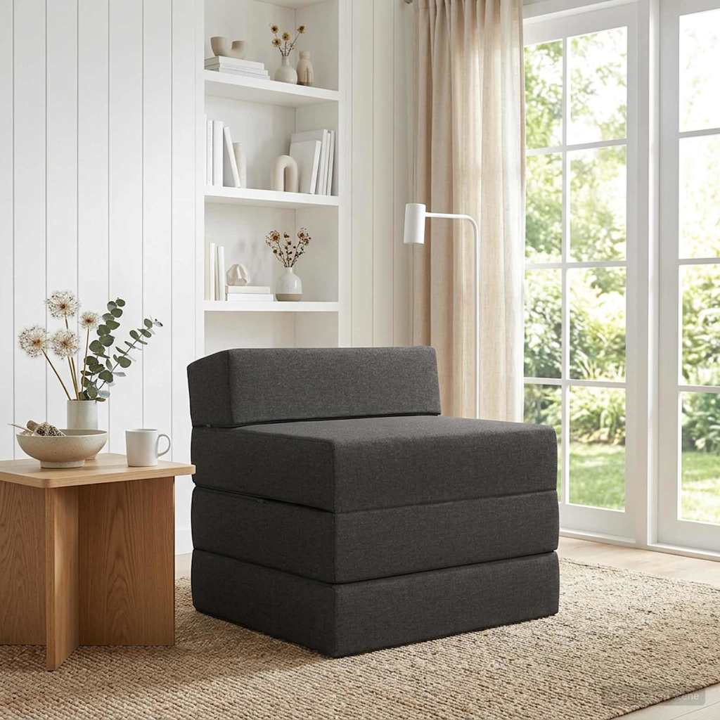 900001_1.jpg vidaXL Skladacia pohovka na spaní Tmavosivá 200 x 70 x 15 cm Látka – Obrázok 1
