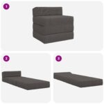 vidaXL Skladacia pohovka na spaní Tmavosivá 200 x 70 x 15 cm – Obrázok 8