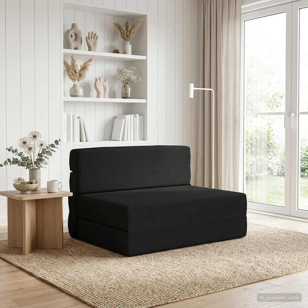 900070_1.jpg vidaXL Skladacia pohovka na spaní Čierna 70 x 72 x 60 cm Látka – Obrázok 1