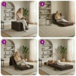 vidaXL Skladacia pohovka na spaní 90 x 67 x 45 cm Sivohnedá – Obrázok 9