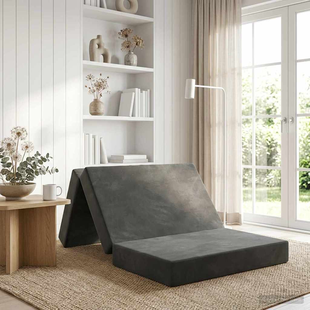 900204_1.jpg vidaXL Skladacia pohovka na spaní 100 x 67 x 45 cm Tmavosivá – Obrázok 1