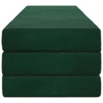 vidaXL Skladacia pohovka na spaní 180 x 67 x 45 cm Tmavozelená – Obrázok 4