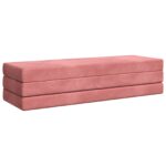 vidaXL Skladacia pohovka na spaní 200 x 67 x 45 cm Ružová – Obrázok 3