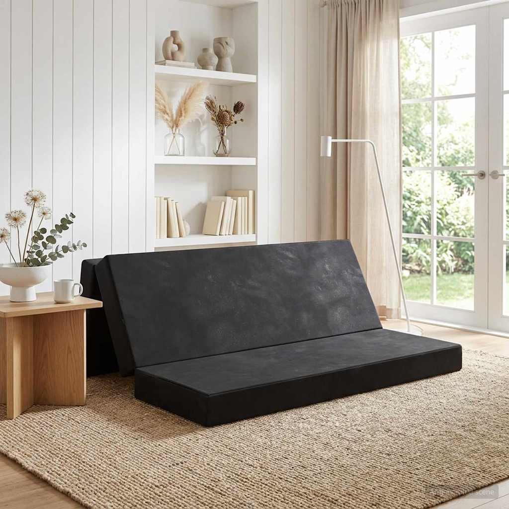 900267_1.jpg vidaXL Skladacia pohovka na spaní 200 x 67 x 45 cm Čierna – Obrázok 1