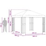 vidaXL Altánok 3 x 3 m Antracitová Polyester a oceľ 190 gsm – Obrázok 7