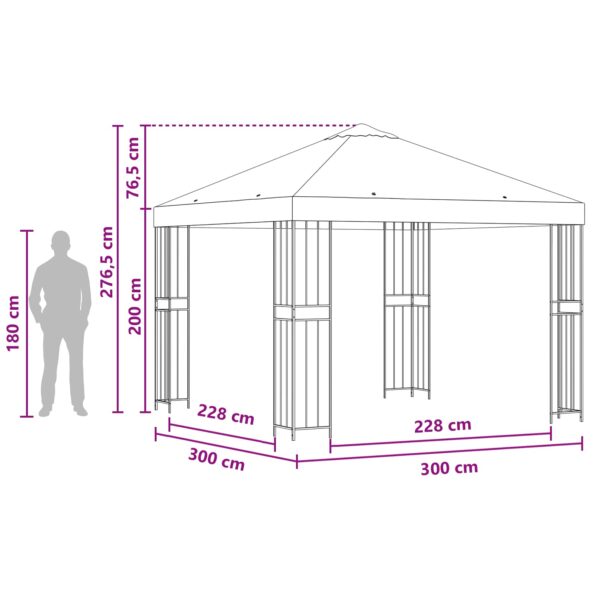 vidaXL Altánok 3 x 3 m Antracitová Polyester a oceľ 190 gsm – Obrázok 7