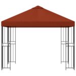 vidaXL Altánok 3 x 3 m Tehlová Polyester a oceľ 190 gsm – Obrázok 4