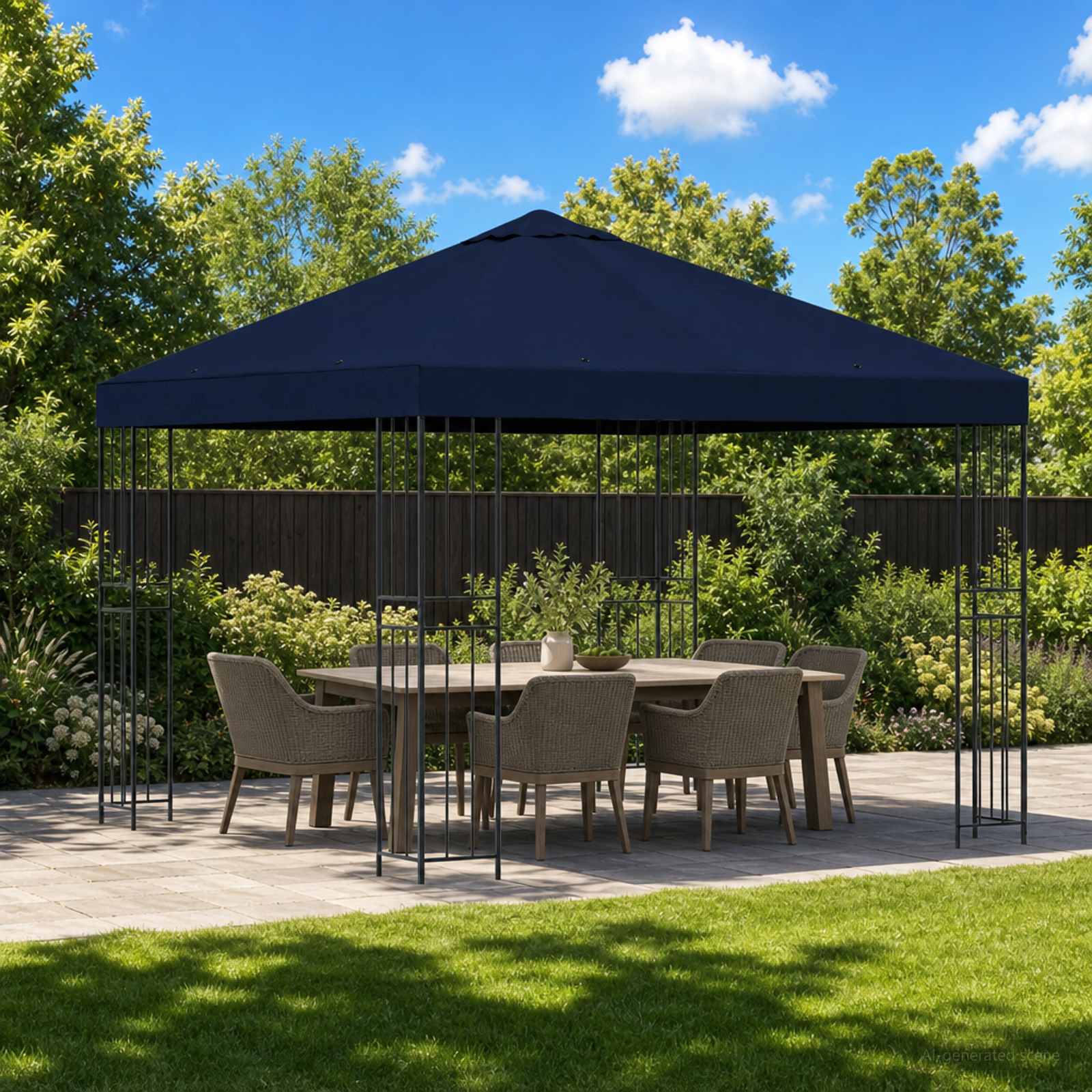 900331_1.jpg vidaXL Altánok 3 x 3 m Modrá Polyester a oceľ 190 gsm – Obrázok 1