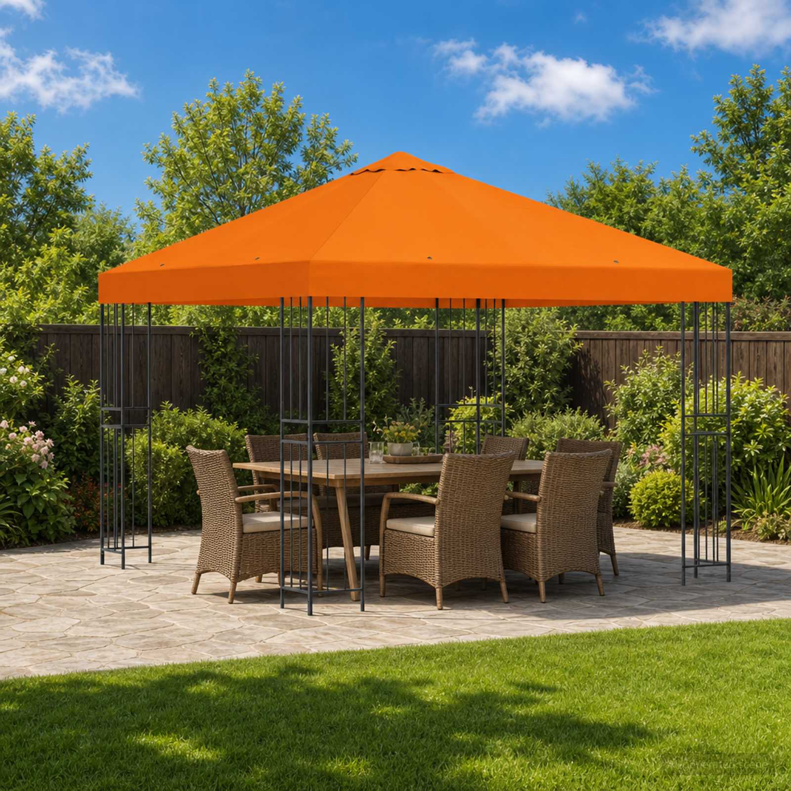 900333_1.jpg vidaXL Altánok 3 x 3 m Oranžová Polyester a oceľ 190 gsm – Obrázok 1