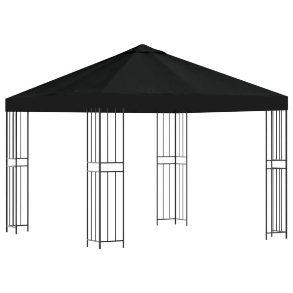 vidaXL Altánok 3 x 3 m Čierna Polyester a oceľ 190 gsm – Obrázok 2