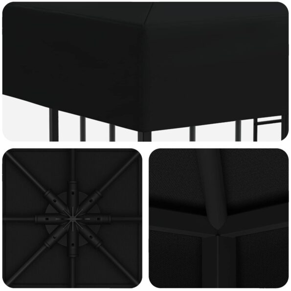 vidaXL Altánok 3 x 3 m Čierna Polyester a oceľ 190 gsm – Obrázok 5