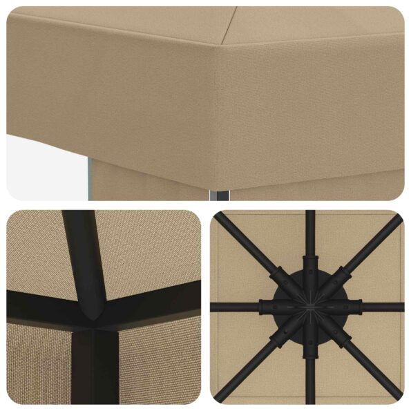 vidaXL Altánok 3 x 3 m Béžová Polyester a oceľ 190 gsm – Obrázok 5